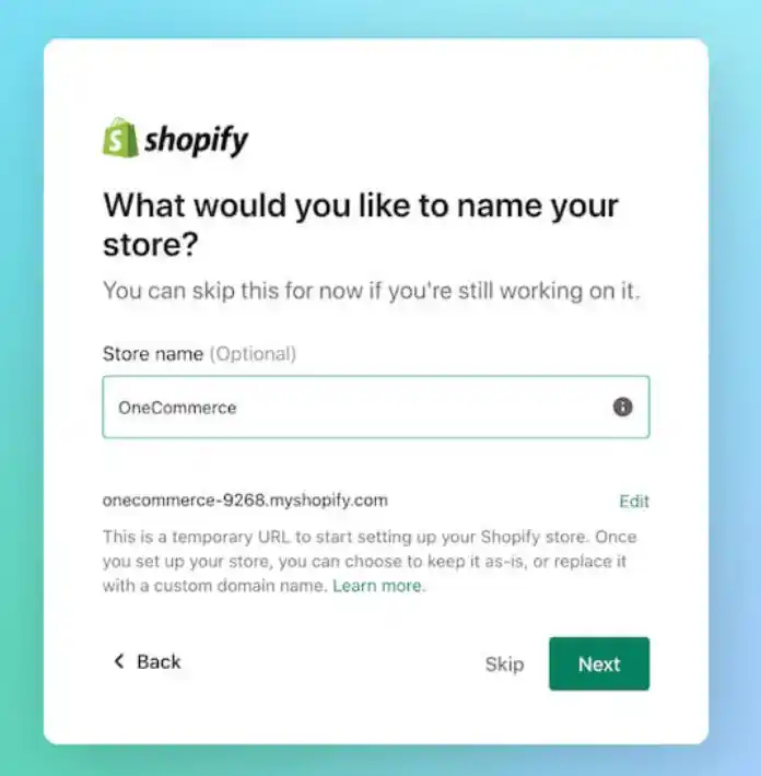 Signup flow, Shopify module